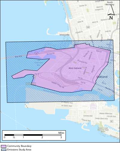 Image displaying West Oakland's AB 617 community boundaries