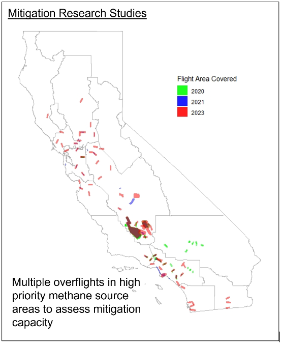 Areas surveyed during the mitigation studies