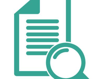 graphic of a document and magnifying glass in green