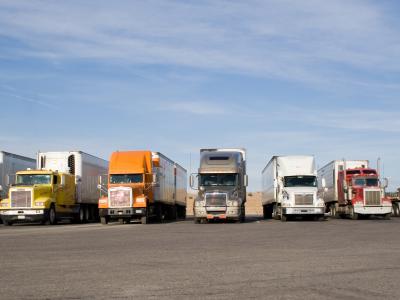 diesel trucks parked in a row
