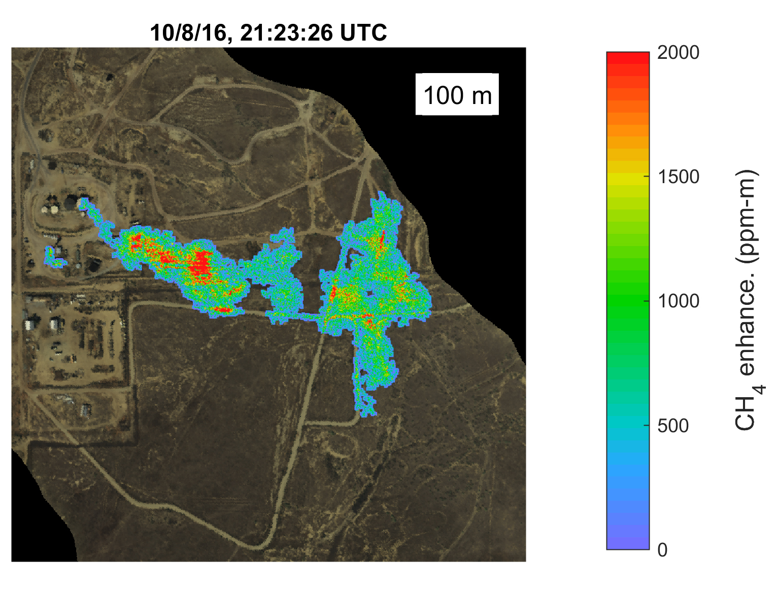 methane plume in Kern Front oil field from satelite