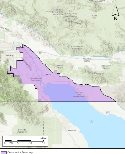 Image displaying East Coachella Valley's AB 617 community boundaries