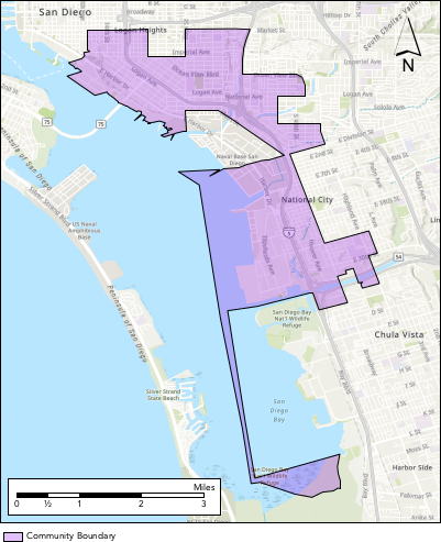 Image displaying Portside Environmental Justice Neighborhoods' AB 617 community boundaries