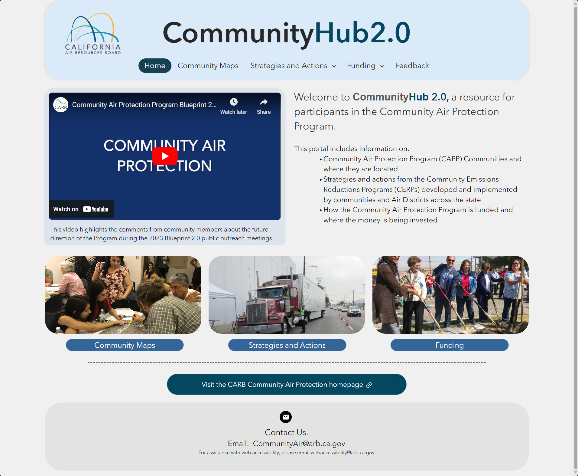 A screenshot of the CommunityHub 2.0 Homepage