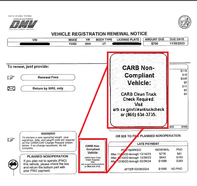DMV sample notice