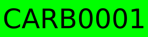 Simple black text reads"CARB0001" on a lime green rectangle.
