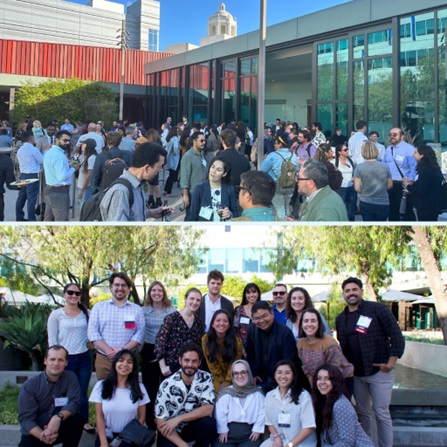 Top: the CMEA forum reception. Bottom: The team that put on a CMEA forum.