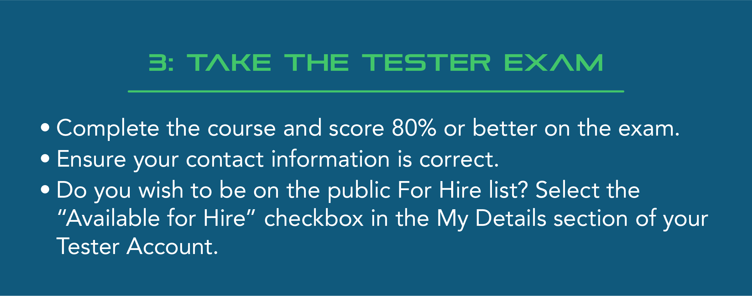 Take the tester exam in CTC VIS