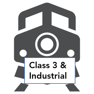 locomotive icon linked to class three and industrial fact sheet