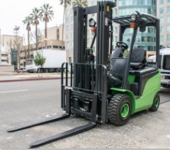 Forklift on the road.