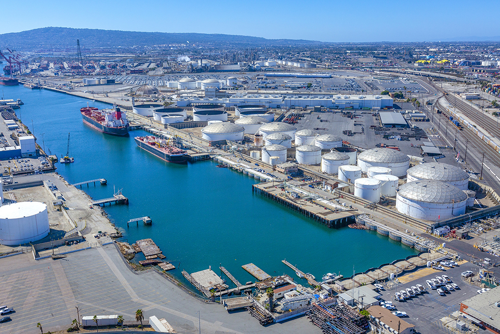Aerial view of Pier B at Port of Long Beach