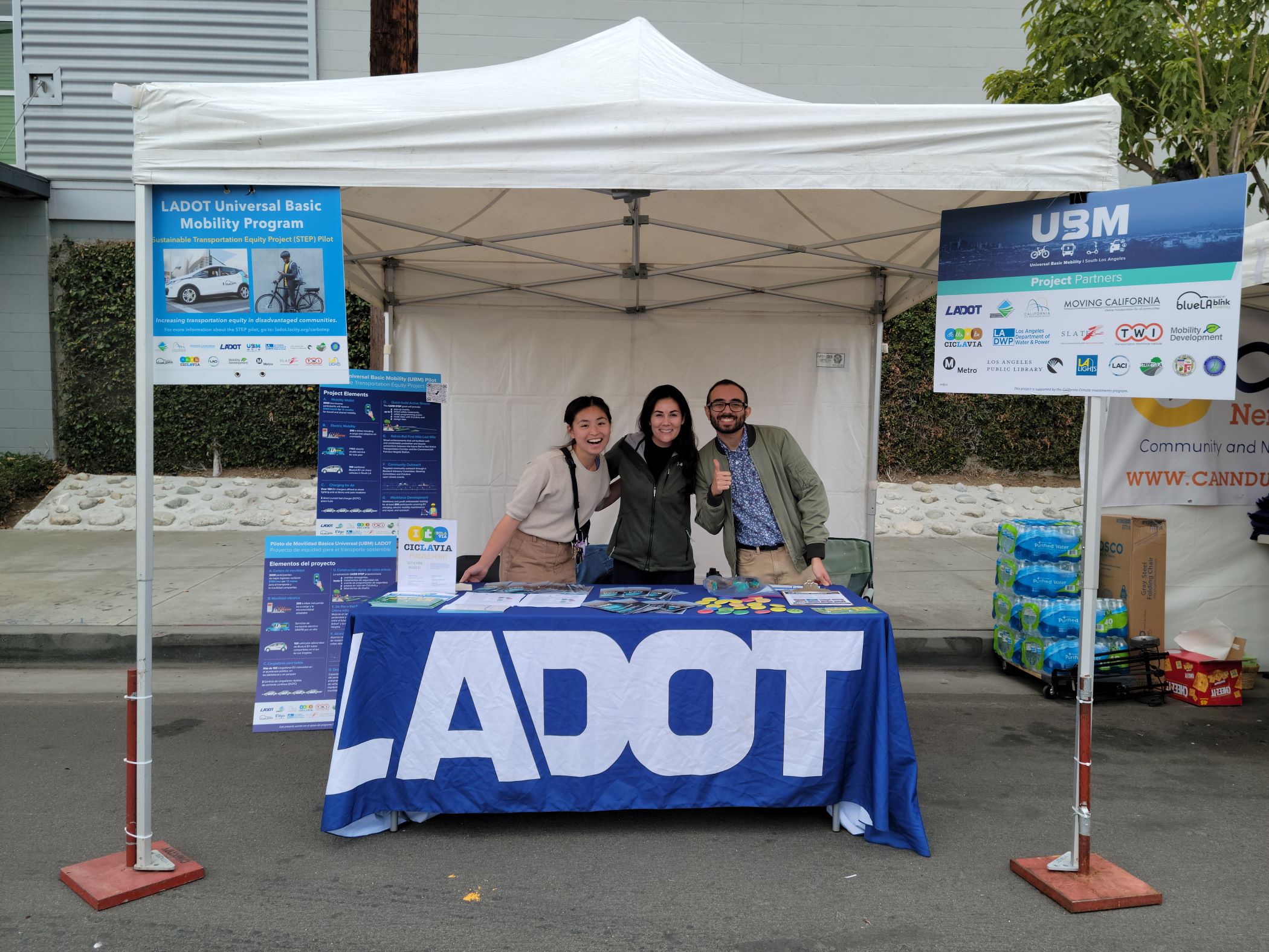 Staff from LADOT universal Basic Mobility program behind the LADOT Table