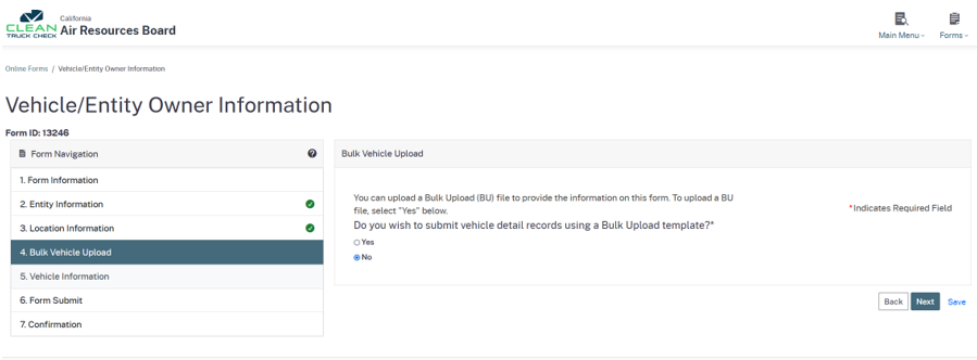 Cleantruckcheck.arb.ca.gov bulk upload information
