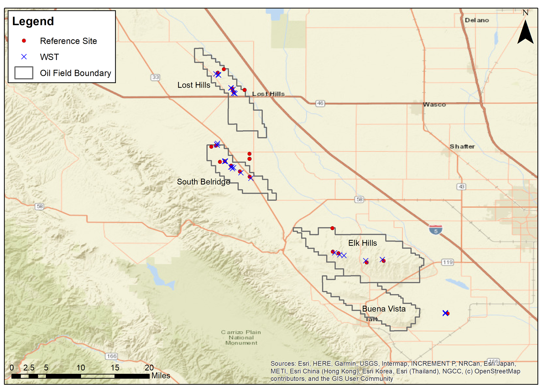 Map of WST and Reference Site Locations.