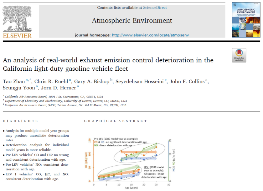 Image of the first page of Tao Zhan's 2020 Atmospheric Environment paper.