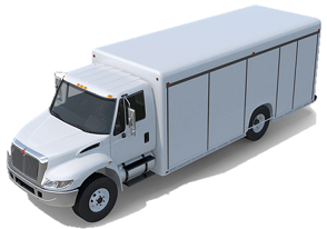 Image of truck configured for beverage hauling. This is considered a box truck