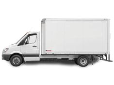 Image of van with box configured for cargo hauling. This is considered a box truck.