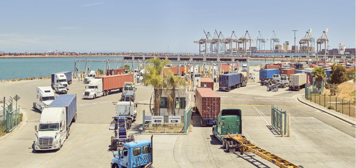 photo of Drayage Trucks at a port