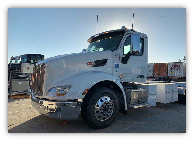 White electric drayage truck