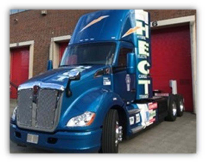 Blue electric drayage truck