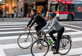 people bicycling