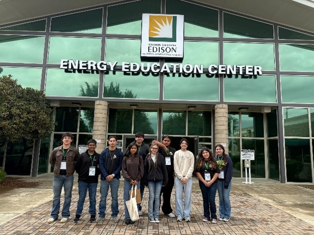Students in front of Edison Energy Education Center.