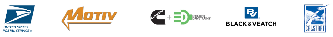 Partner logos: USPS, Motiv, Cummins, Efficient Drivetrains, Black & Veatch, CalSTART