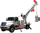 Image of truck configured to operate a crane. This is considered a work truck.