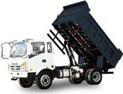 Image of truck configured for dump hauling (dump truck). This is considered a work truck