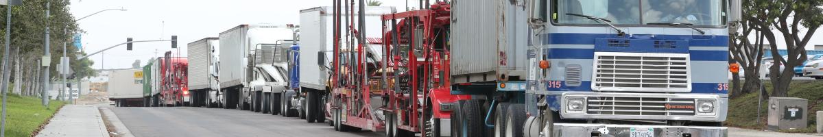 trucks at enforcement stop