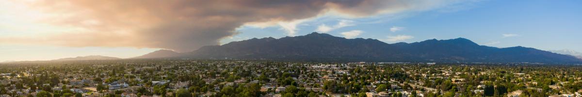 Aerial view of wildfire smoke over the San Gabriel Valley