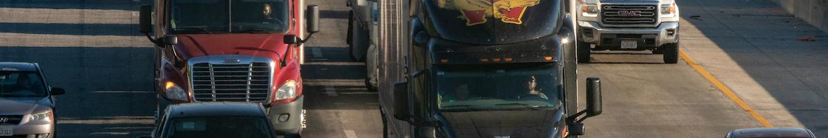 Heavy-duty trucks in Sacramento traffic
