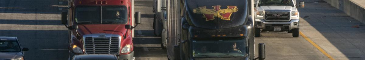Trucks and vehciles in traffic
