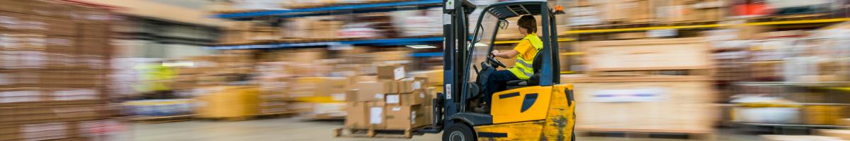 forklift operating in warehouse