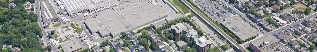 aerial view of neighborhood near distribution center