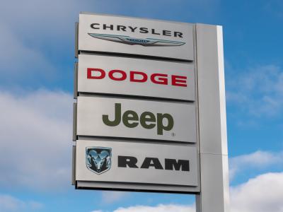 Chrysler, Dodge, Jeep, Ram dealership sign