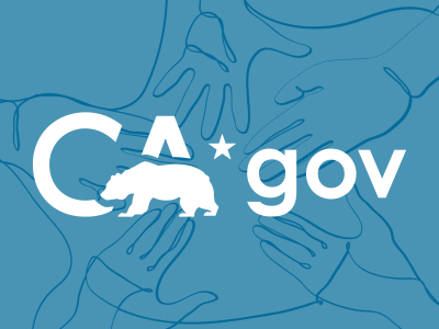 CA.gov official logo shown in white, on a blue background with hands in a circle.