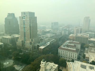Wildfire smoke in downtown Sacramento