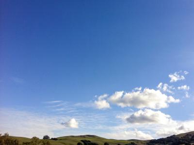 sky and clouds over rolling hills