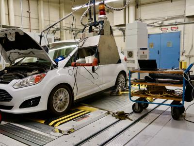 vehicle on dyno being tested
